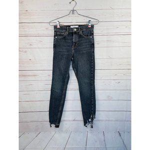 TOPSHOP Jamie Petite Distressed Jeans 26 Black